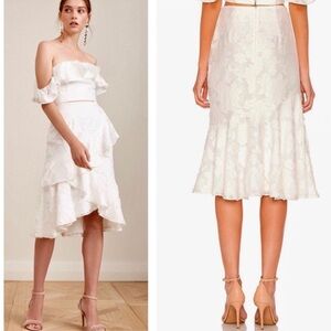 Keepsake Radar Floral Ruffle Midi Skirt